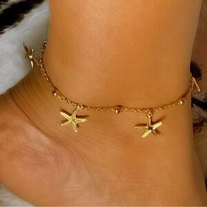 Gold Stainless Steel Starfish Anklet